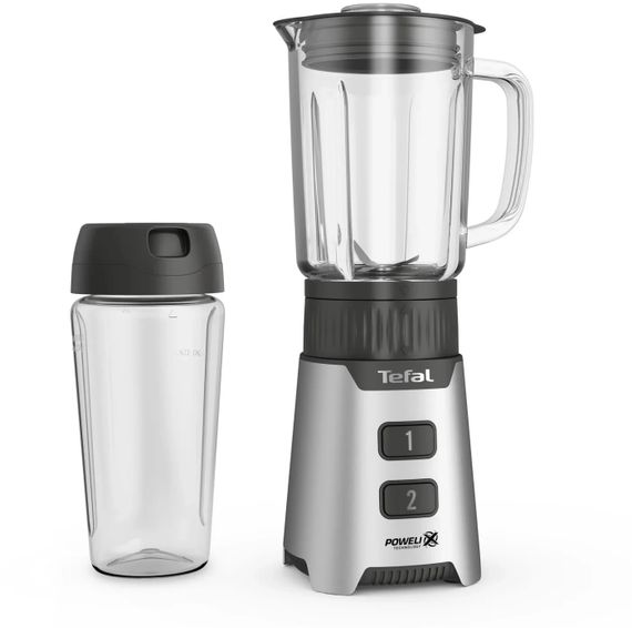 Блендер Tefal  стаціонарний Minimix Glass 400Вт, чаша-700мл, ємність для смузі to go, скло, сірий (BL16GE30)