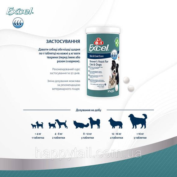 Вітаміни 8in1 Excel Brewers Yeast для собак та котів  пивні дріжджі з часником для шкіри та шерсті  780 шт | Зображення 2