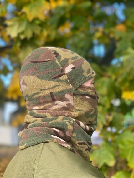 Балаклава мужская тактическая подшлемник  флисовая мультикам зимняя теплая | Зображення 3