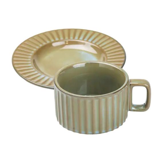 Чашка з блюдцем 250 мл порцелянова Смарагдова HP7210GR | Зображення 1