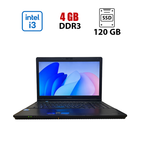 Ноутбук Б-клас Toshiba Tecra A11 / 15.6" (1366x768) TN / Intel Core i3-350M (2 (4) ядра по 2.26 GHz) / 4 GB DDR3 / 120 GB SSD / Intel HD Graphics / WebCam / Без АКБ б/в