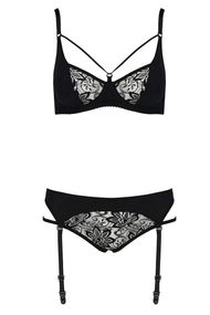 Комплект білизни Passion PAULINE SET Чорний L/XL