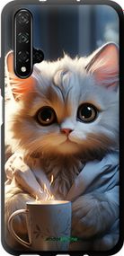 Чохол на Huawei Nova 5T Білий кіт "5646b-1833-2448"