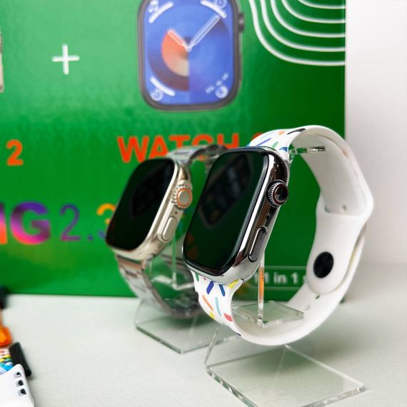 Комплект i50 - Watch Ultra 2 / Smart Watch 9 / 7 ремінців / 2 захисних чохла (Білий) | Зображення 9