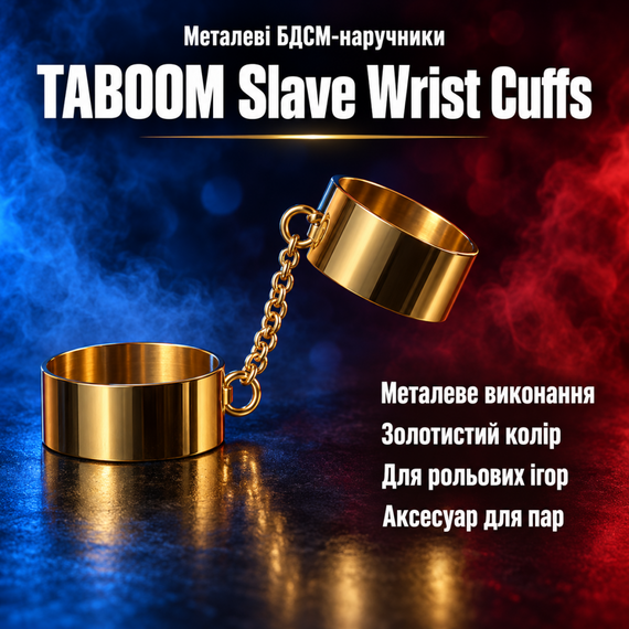 Наручники БДСМ кайданки для фіксації рук TABOOM Slave Wrist Cuffs — металеві, золотисті, аксесуар для пар