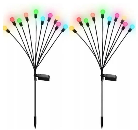 Садовый светодиодный светильник на солнечной батарее - Светлячок (2шт набор) RGB | Зображення 1
