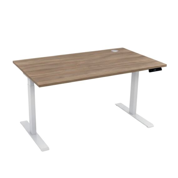 Стіл з електричним регулюванням висоти, двомоторний, 2-ступеневий, з однією заглушкою, сірий каркас, 1400х700х718-1223 мм | Зображення 2