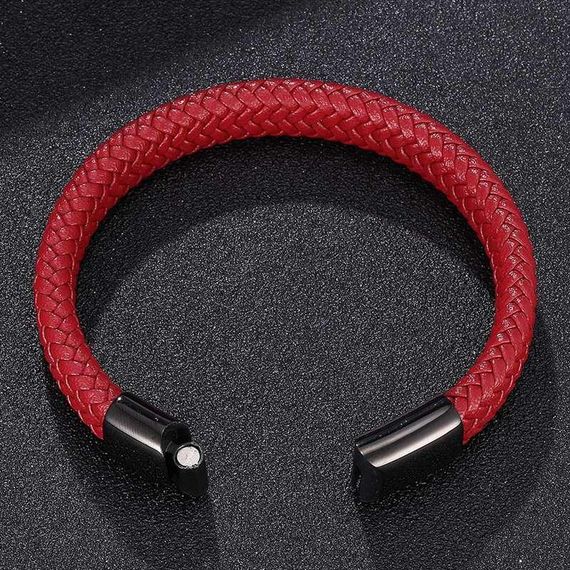 Мужской кожаный браслет Primo Rock Lux 23 - Red | Зображення 1