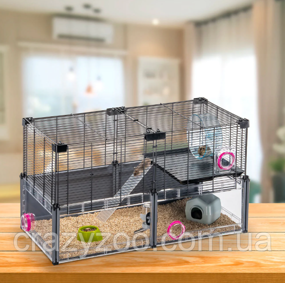 Модульна клітка для хом'яків та мишей Ferplast Multipla Hamster з аксесуарами чорна 72.5x37.5x42 см 57007217 | Зображення 2