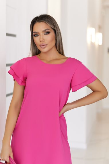 Женское короткое летнее платье софт с коротким рукавом крылышко GF7967 цвет розовый размер 46/48 | Зображення 1