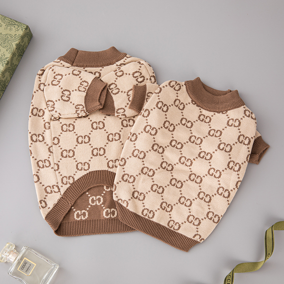 Светр брендовий з принтом GUCCI коричневий розмір XL