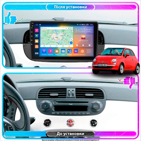 Штатная магнитола Lesko для Fiat 500 II 2007-2015 IPS 9" 4/64Gb CarPlay 4G Wi-Fi GPS DSP-процессор Prime | Зображення 2