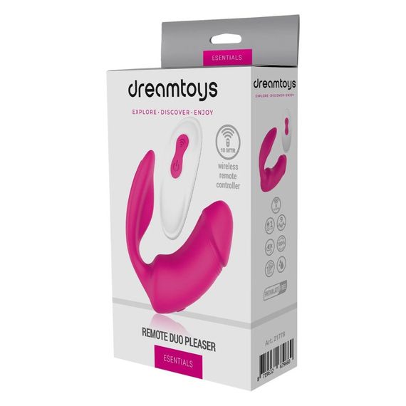 Вагинально-клиторальный вибратор Dream Toys Essentials с пультом, розовый, 9 × 3 см Sex Aura | Зображення 1