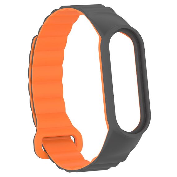 Ремінець Dual-color Magnetic для Xiaomi Mi Band 7/6/5/4/3 Gray / Orange | Зображення 2