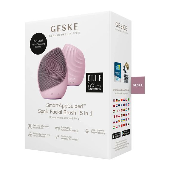 Електронна ультразвукова щітка для обличчя GESKE Sonic Facial Brush 5в1 pink | Зображення 7