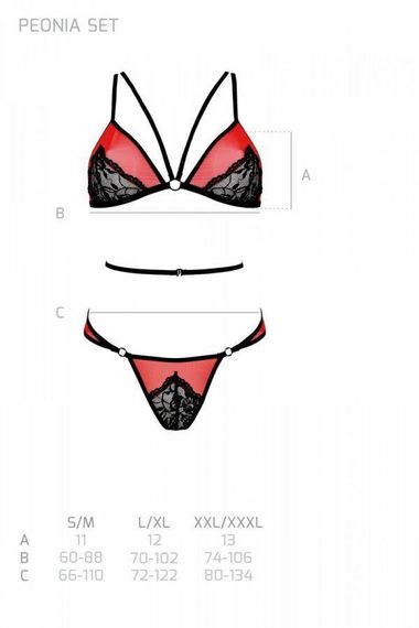 Комплект білизни Passion PEONIA SET L/XL red, бра, трусики sexstyle | Зображення 6