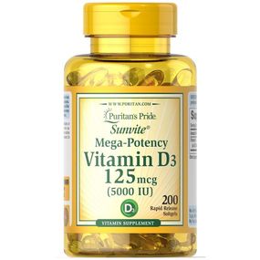Витамин D Puritan's Pride Vitamin D3 5000 IU 200 Softgels