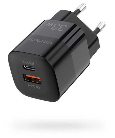 Мережевий зарядний пристрій Choetech PD5006-EU-BK, USB-A/USB-С | Зображення 1