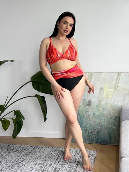Роздільний помаранчевий купальник PLUS SIZE  з високими трусиками та утяжкою | Зображення 1
