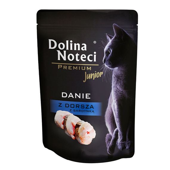 Вологий корм для кошенят з тріскою та сардиною Dolina Noteci Premium Kitten Pouch Cod and Sardine Dish, 85 гр