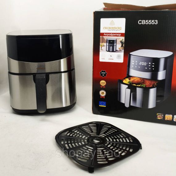 Аэрофритюрница Crownberg CB‐5553 - 6.5 л, 1600 Вт, 8 программ, антипригарная чаша, черная | Зображення 9