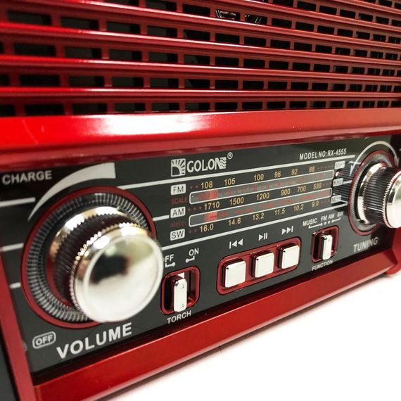 Радіоприймач Golon RX-455S USB/акумулятор сонячна панель. Червоний VB-525 з чорним | Зображення 8