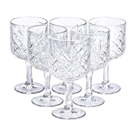Келихи для вина на високій ніжці набір 6 шт винний келих скляний прозорий 400 мл HP-YH-44 | Зображення 1