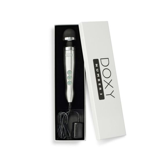 Вибромассажер DOXY Number 3 Silver, очень мощный, питание 220В, металлический корпус | Зображення 3