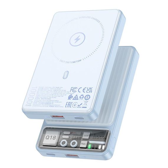 Універсальна Мобільна Батарея Power Bank Hoco Q18 Tourer 22.5W with magnetic 10000mAh Колір Молочно бiлий | Зображення 4