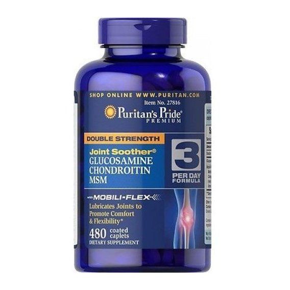 Препарат для суставов и связок Puritan's Pride Double Strength Glucosamine, Chondroitin & MSM 480 Caplets