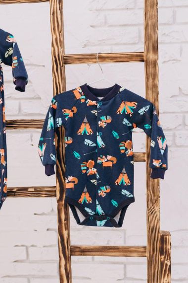 Боді з довгим рукавом інтерлок принт Лисички