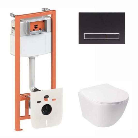 Готове рішення Qtap для ванної кімнати: підвісний унітаз Jay Ultra Quiet 485x360x320 + комплект інсталяції Nest 4 в 1 (лінійна