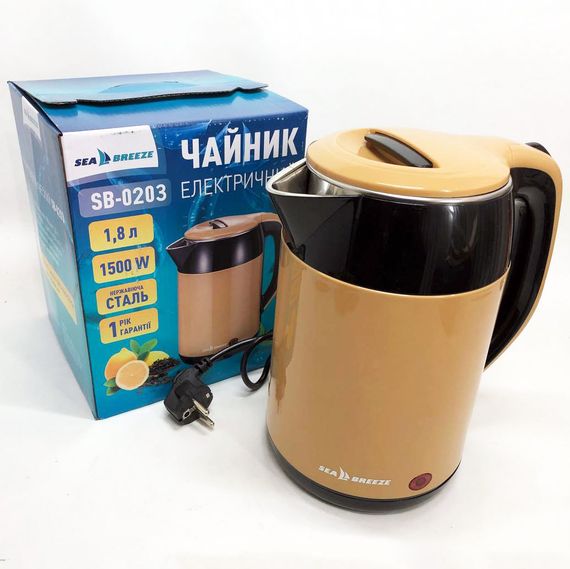 Чайник електро SeaBreeze SB-0203 1.8Л, 1500Вт, Чайник дисковый, OR-947 Маленький электрочайник | Зображення 5