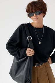 Лонгслів вільного крою з рукавами-реглан - чорний цвет, ONE SIZE (є розміри)