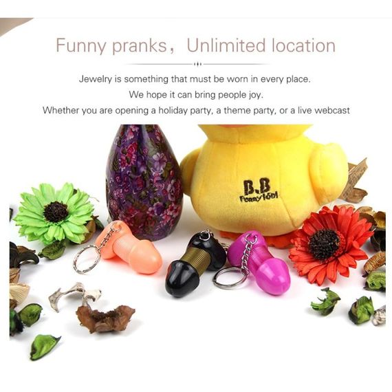 Брелок в форме пениса Roomfan с пружинкой, розовый sexstyle | Зображення 1