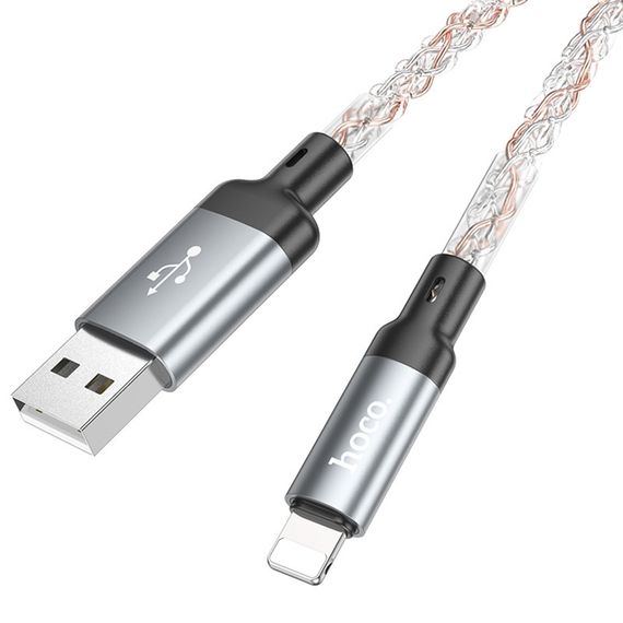 Дата кабель Hoco U112 Shine 2.4A USB to Lightning (1m) Gray | Зображення 4