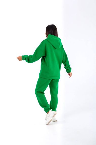 Женский теплый спортивный костюм на флисе худи и штаны NB23038 цвет зеленый, размер 54/56 | Зображення 1