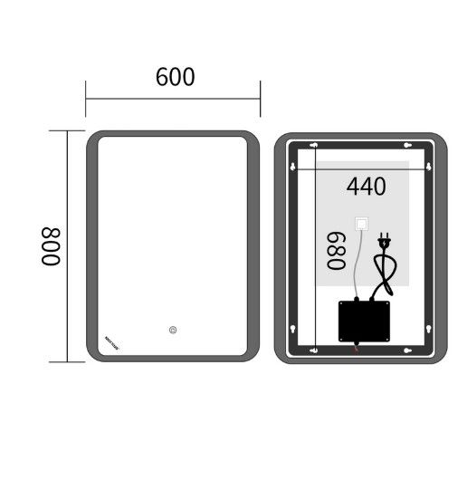 Дзеркало Mixxus Premium OLIVARY MR19-80x60-REVERSE (LED Touch, Anti-fog (3-6,5kK)) (MP6628) | Зображення 1