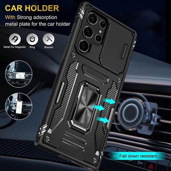 Ударопрочный чехол Camshield Army Ring для Samsung Galaxy S23 Ultra Черный / Black | Зображення 2