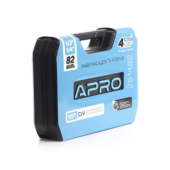 Набор насадок с гаечными ключами CrV ¼, ½ ( 90Т) (82 шт) APRO | Зображення 4