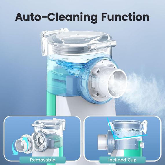 Портативний інгалятор, акумуляторний ультразвуковий небулайзер для дітей і дорослих з USB-C зарядкою, бірюзовий | Зображення 3