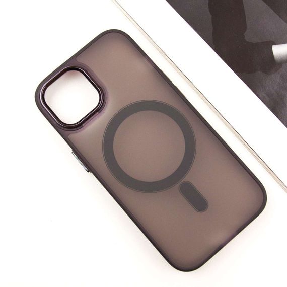 Чехол TPU+PC Lily with MagSafe для Apple iPhone 15 (6.1") Dark Purple | Зображення 2