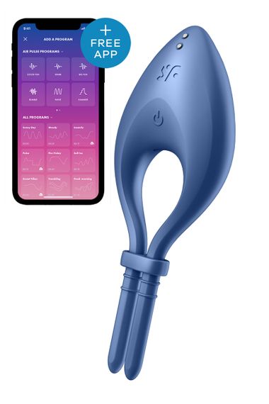 Эрекцинное виброкольцо с функцией управления телефоном Satisfyer Bullseye синий sexstyle