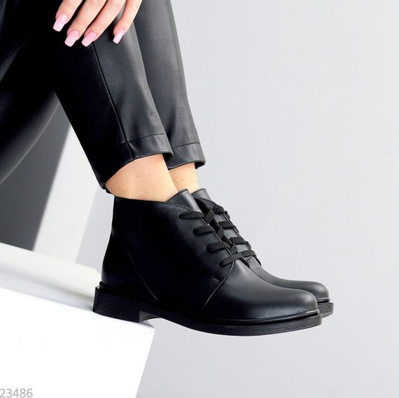 Класичні чорні черевики натуральна шкіра низький хід | Зображення 1