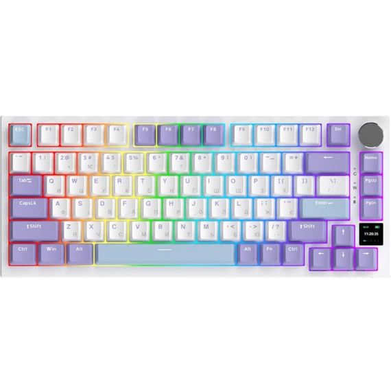 Клавіатура бездротова Ajazz Pro Flying Fish Switch Purple AK820PRO-FF-PWB біла з фіолетовим