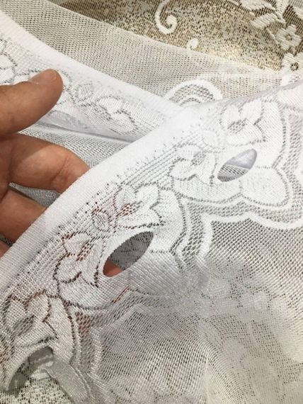 Короткий тюль фіранка гіпюр жаккард 120 см для дачі, кухні, коридору, на балкон. | Зображення 2