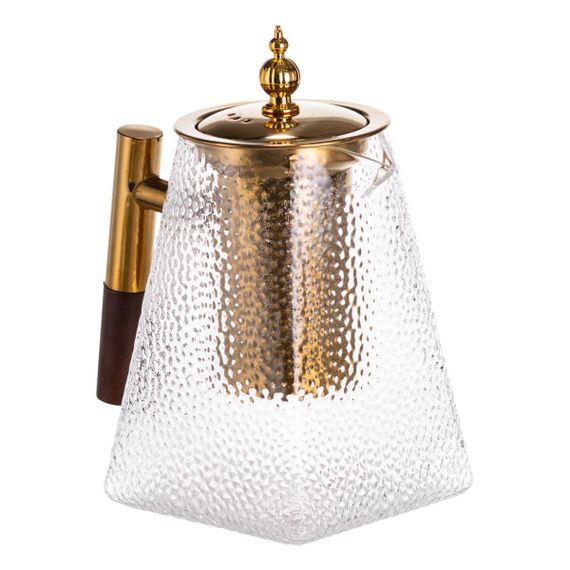 Чайник для заварювання скляний для чаю 1 л з металевою ручкою прозорий HP-34-36 | Зображення 1