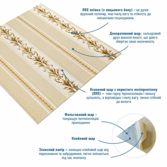 Панель стінова 3D 700х700х4мм Золотий орнамент SW-00001999 | Зображення 1
