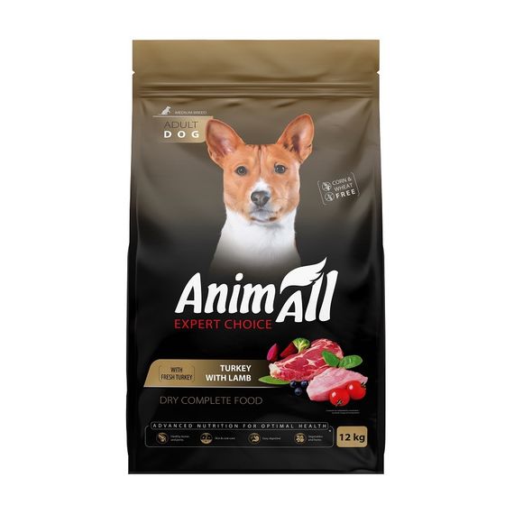 Сухий корм з індичкою та ягнятиною для собак середніх порід Animall Dog Turkey and Lamb Medium Breed, 12 кг