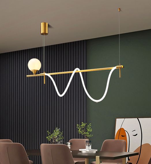 Люстра світлодіодна стельова LED світильник для квартири на стелю лед 27146 Латунь 40-122х30х120 см. | Зображення 8